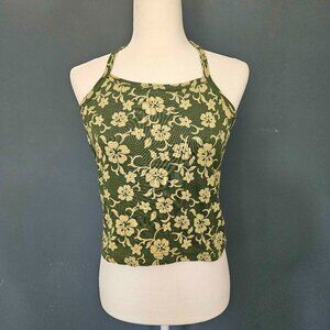 Gap XXL Green Halter Top with Flower Design Y2K